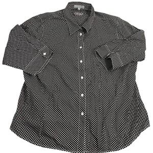 Foxcroft Size 22 W Polka Dot Dress Shirt 3/4 Sleeves Wrinkle Free Collar Blouse